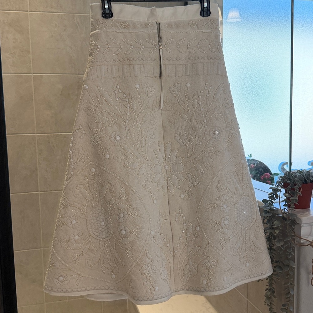 Zara ATELIER Embroiderd Cape skirt limited edition Cream Textured A-Line Skirt - Picture 10 of 11